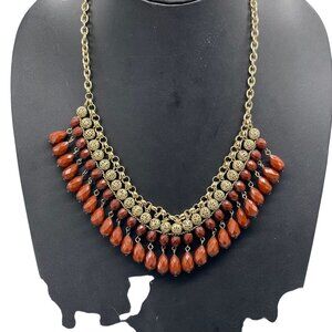 YCLM Teardrop Beaded Choker Necklace Gold Tone 21 to 24 Inches Traditional Event